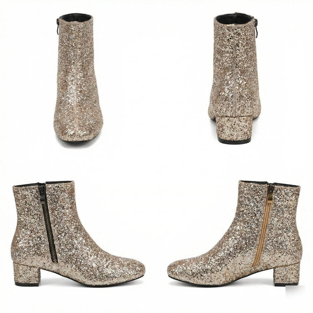 Echoarchiv | Glitzernde Ankle Boots Mit Blockabsatz