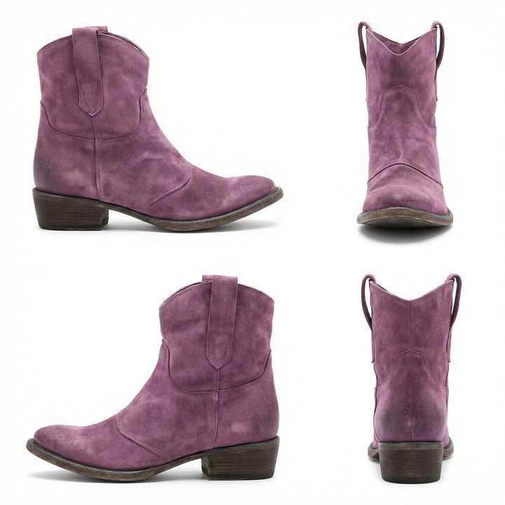 Kurze Cowboy-Stiefel | Western | Wildleder | Knöchel-Stiefel | Damenstiefel – Tavélo