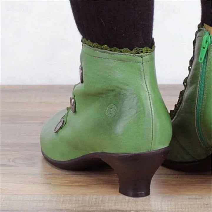 Damen Viktorianische Schnür-Stiefeletten mit Spitzenbesatz – Seravelle