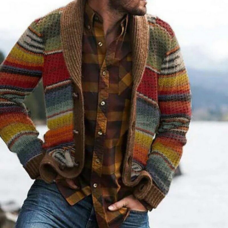 Echoarchiv Karierter Vintage-Herren-Strickjacke