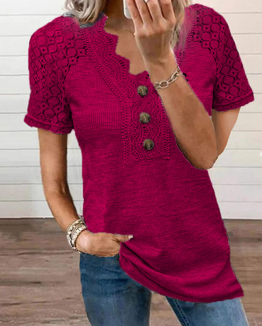 Echoarchiv | Damen T-Shirt mit kurzen Ärmeln und Spitze