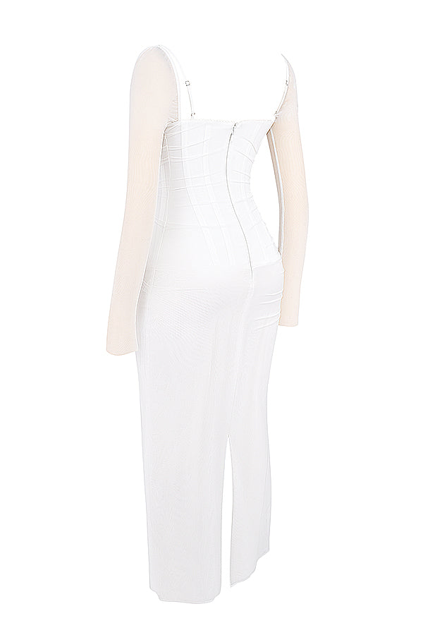 Echoarchiv | Elegantes Maxikleid mit tiefem Ausschnitt und langen Ärmeln