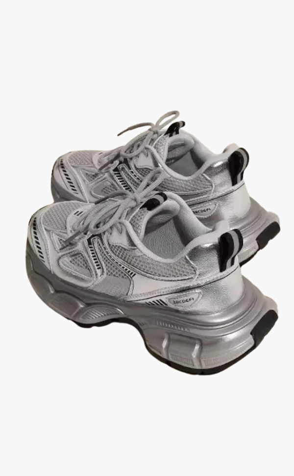 Echoarchiv | Chunky Mesh Sneaker Damen Bequeme & Sportliche Schuhe mit Trendiger Sohle, Grau