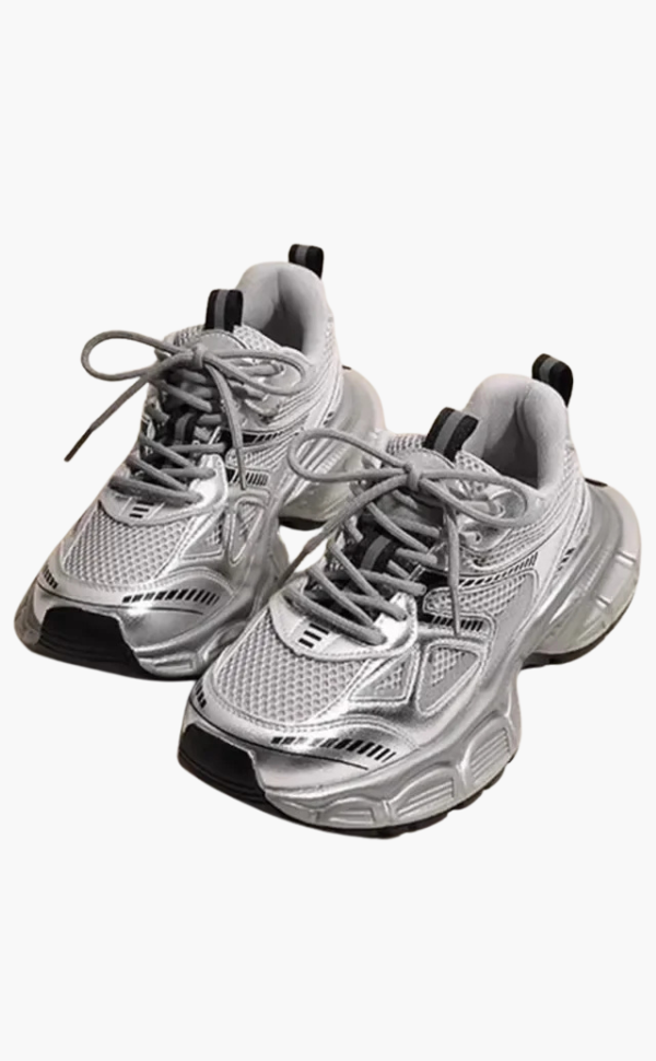 Echoarchiv | Chunky Mesh Sneaker Damen Bequeme & Sportliche Schuhe mit Trendiger Sohle, Grau