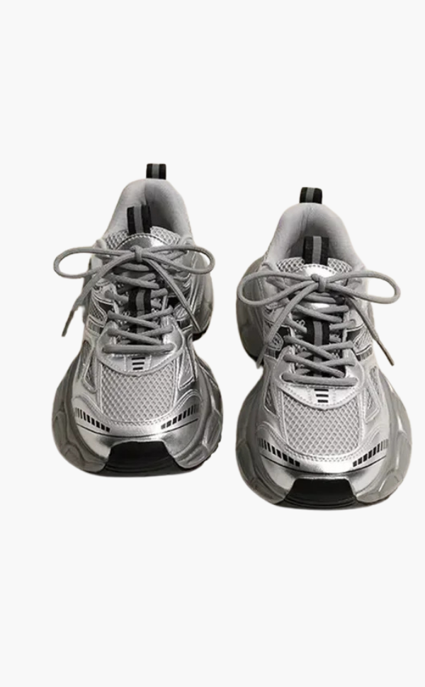 Echoarchiv | Chunky Mesh Sneaker Damen Bequeme & Sportliche Schuhe mit Trendiger Sohle, Grau