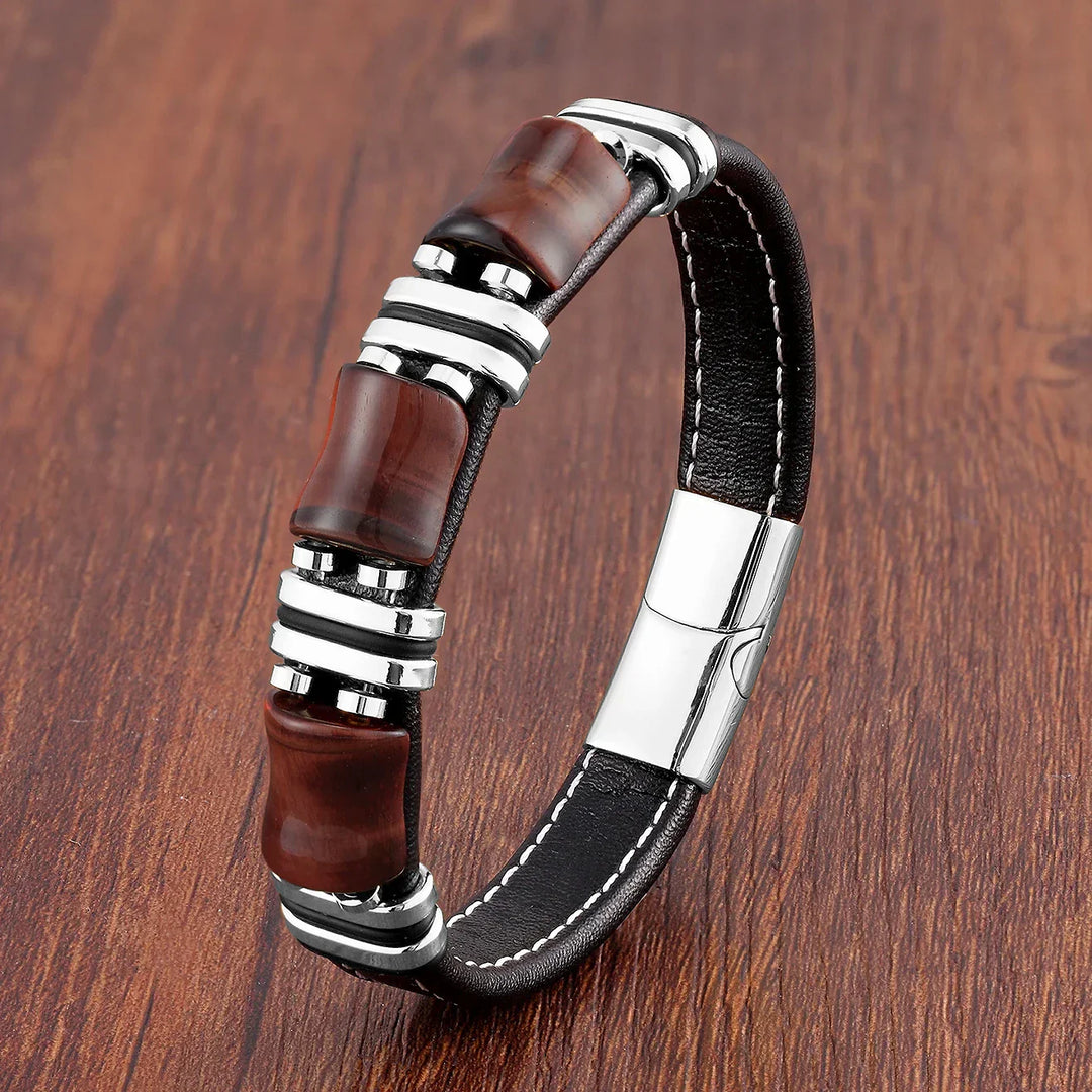 Echoarchiv | Tigerauge Naturstein Lederarmband