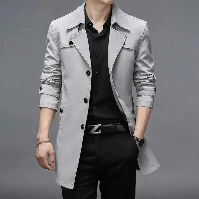 Echoarchiv | Slim Fit Einreiher Herren Trenchcoat
