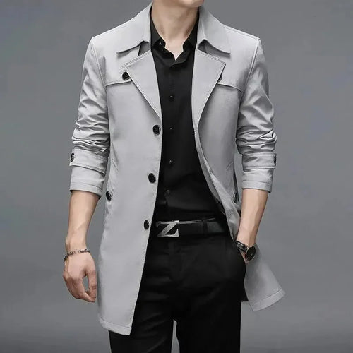 Echoarchiv | Slim Fit Einreiher Herren Trenchcoat