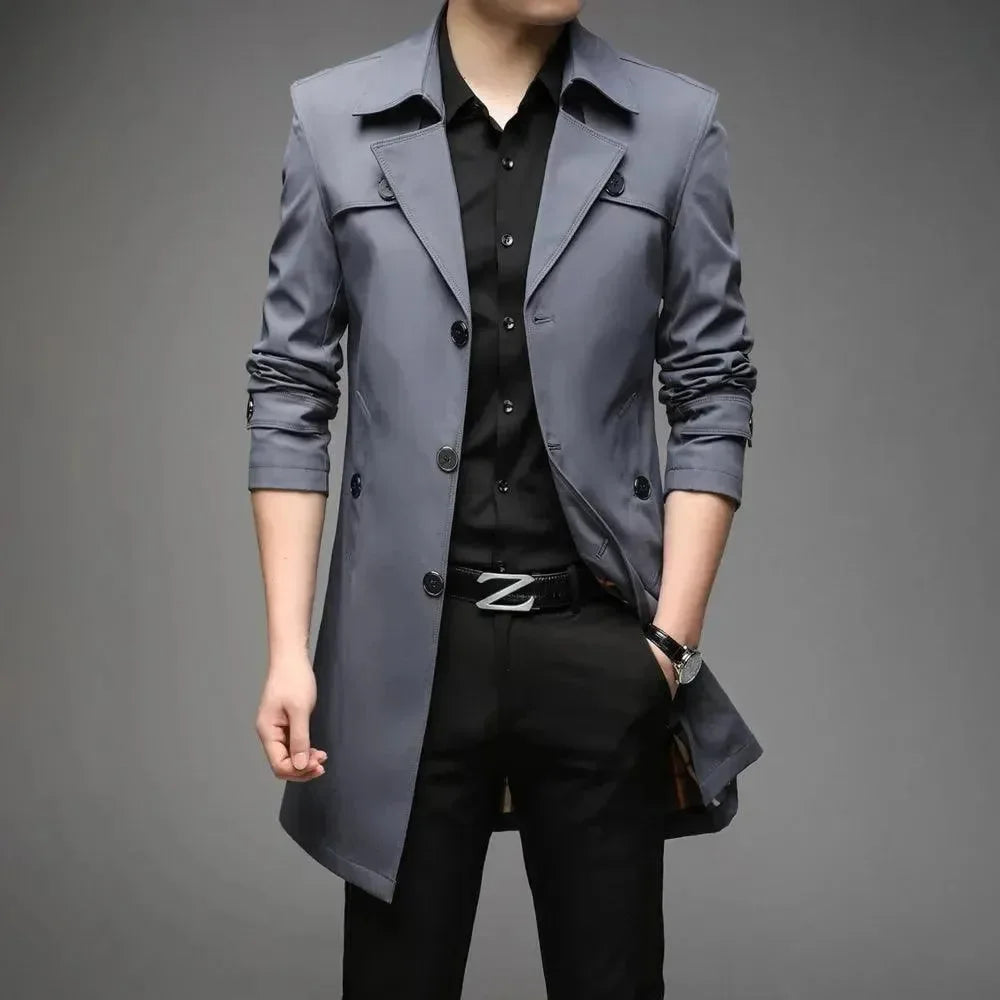 Echoarchiv | Slim Fit Einreiher Herren Trenchcoat