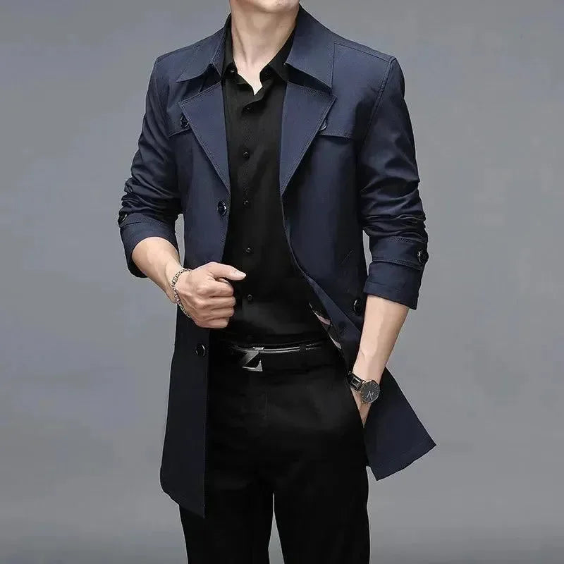 Echoarchiv | Slim Fit Einreiher Herren Trenchcoat