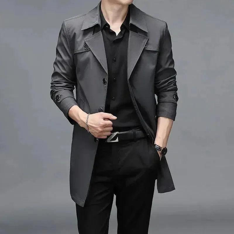 Echoarchiv | Slim Fit Einreiher Herren Trenchcoat