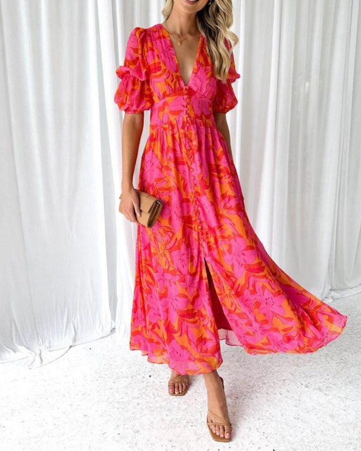 Echoarchiv | Elegante Maxikleid In Rot Rosa