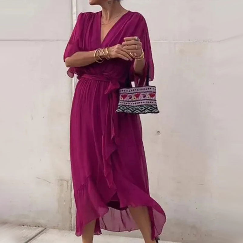 Echoarchiv | Elegantes Flow V-Ausschnitt Kleid