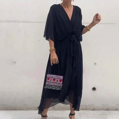 Echoarchiv | Elegantes Flow V-Ausschnitt Kleid