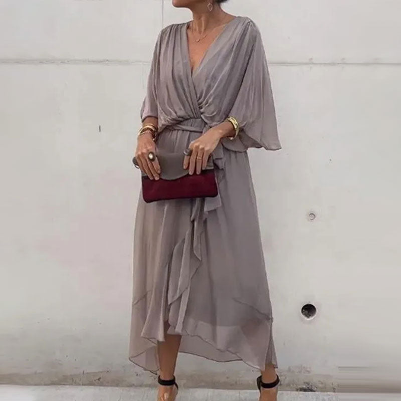 Echoarchiv | Elegantes Flow V-Ausschnitt Kleid