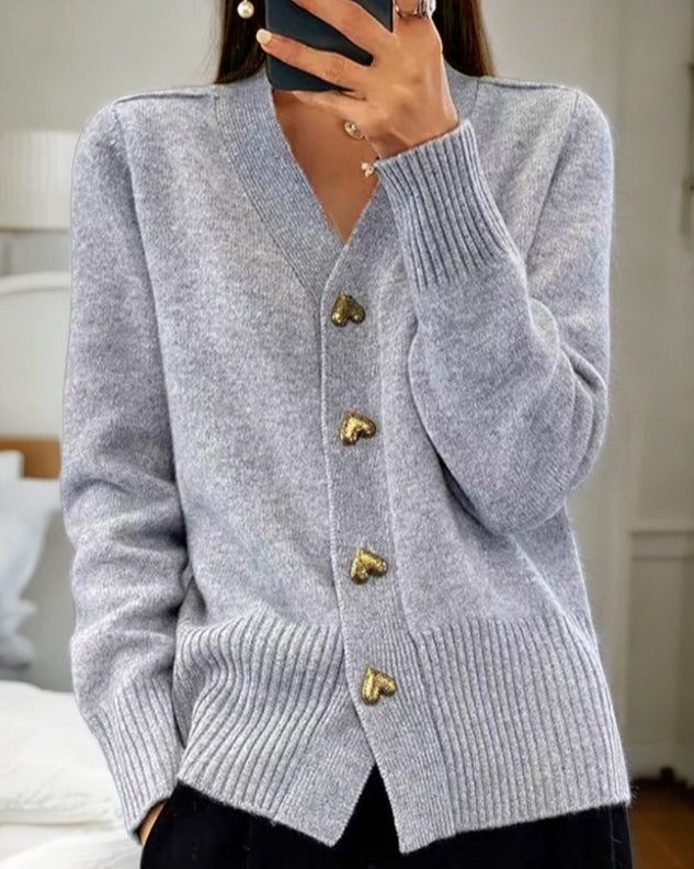 Echoarchiv | Damen Herz-Knopf Strickjacke