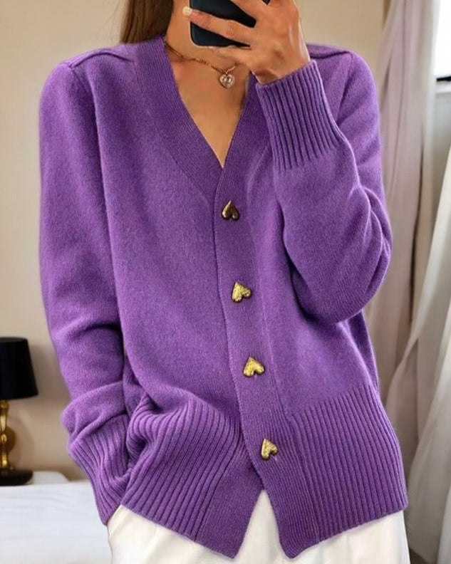 Echoarchiv | Damen Herz-Knopf Strickjacke