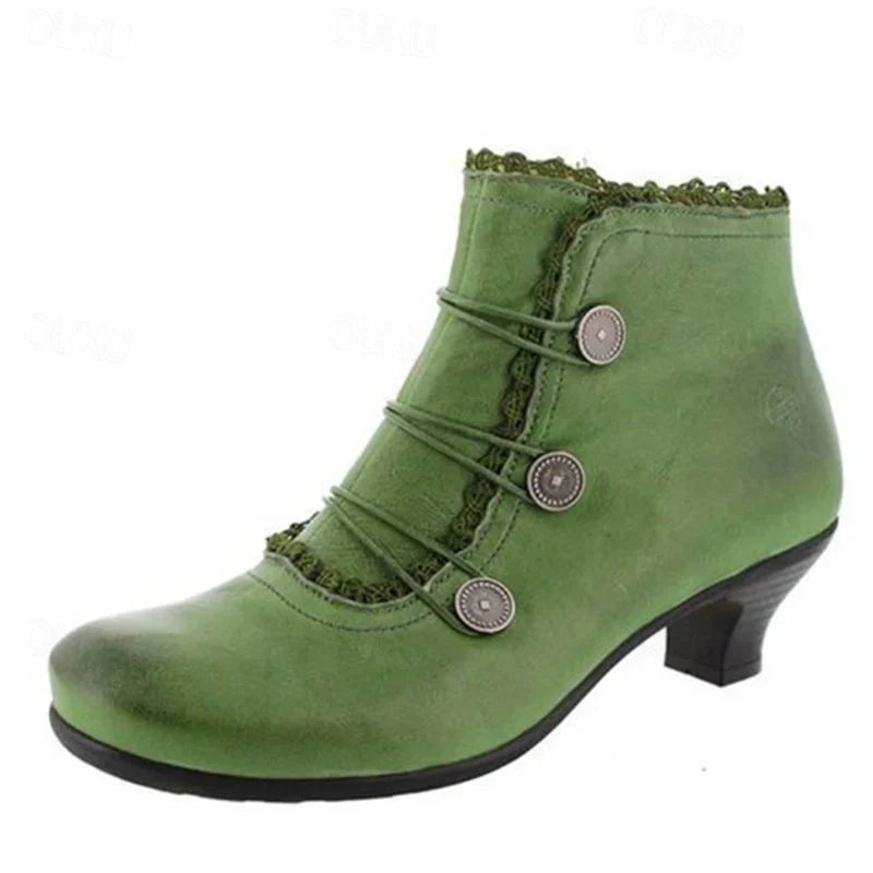 Damen Viktorianische Schnür-Stiefeletten mit Spitzenbesatz – Seravelle