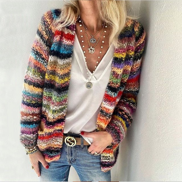 Echoarchiv | Mehrfarbige Strickjacke Aus Wolle