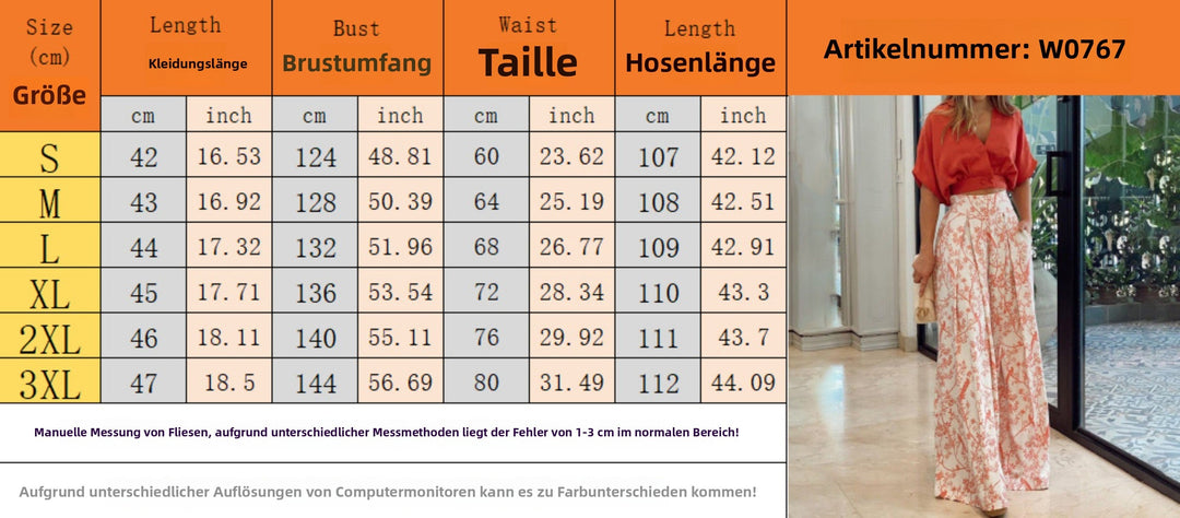 Echoarchiv | Zweiteiliges Set mit V-Ausschnitt und Hose mit weitem Bein