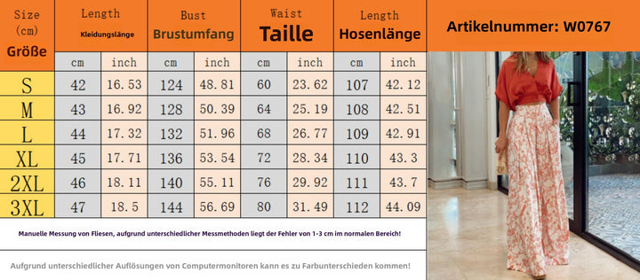 Echoarchiv | Zweiteiliges Set mit V-Ausschnitt und Hose mit weitem Bein