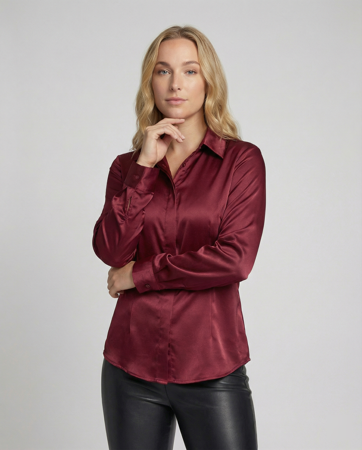 Damen Satin-Bluse mit klassischem Kragen Echoarchiv