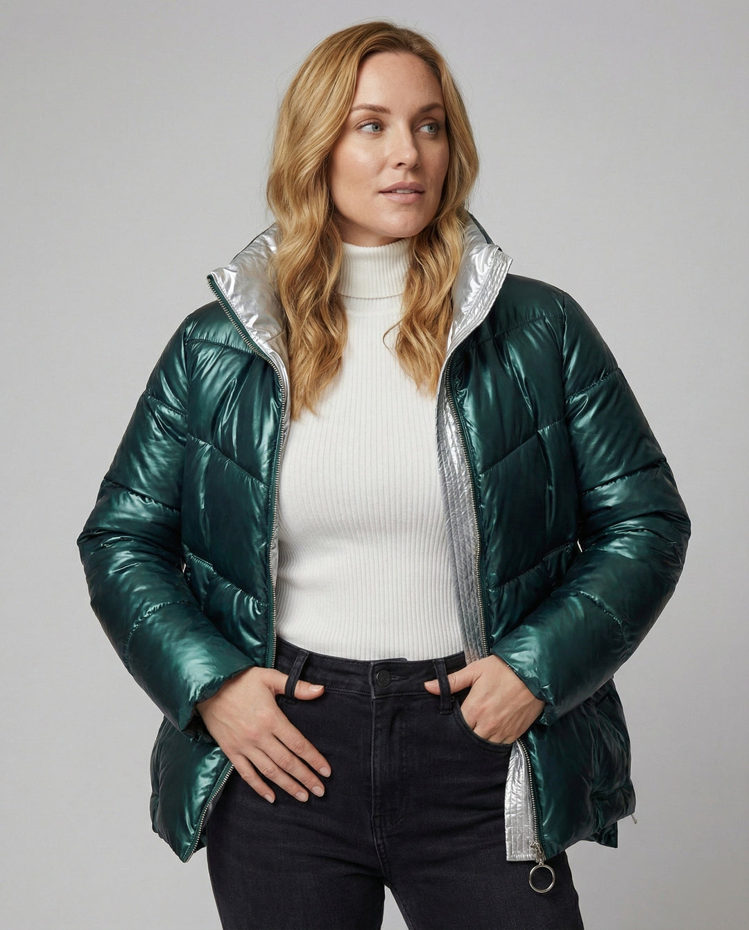 Echoarchiv Glänzende Leuchtende Stylische Jacke