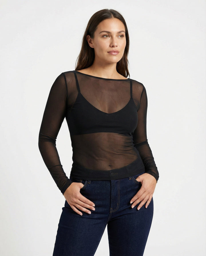Echoarchiv | Langärmeliges Mesh-Top