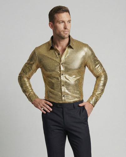 Herren Hemd mit glanzvollem Wabenmuster – Arvello