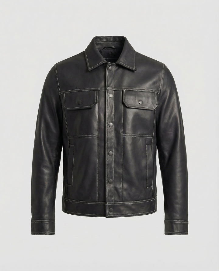 Herren Overshirt Jacke Lederlook