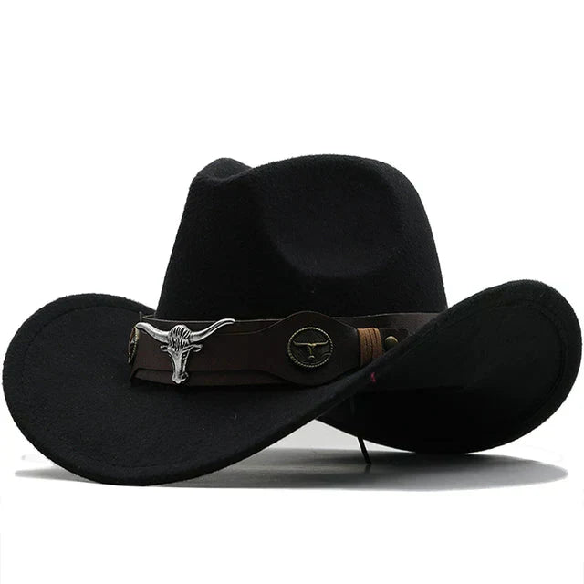 Echoarchiv - Western-Stil Filzhut mit Stier-Schnallenband