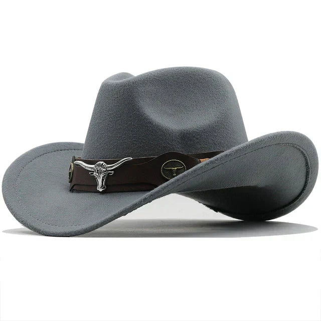 Echoarchiv - Western-Stil Filzhut mit Stier-Schnallenband
