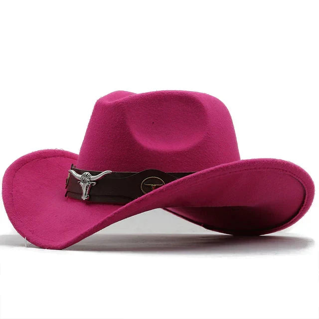 Echoarchiv - Western-Stil Filzhut mit Stier-Schnallenband
