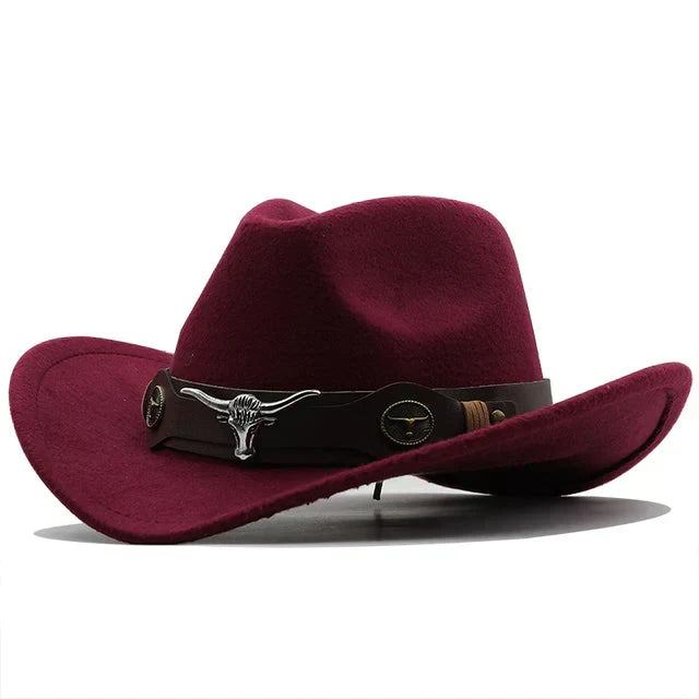 Echoarchiv - Western-Stil Filzhut mit Stier-Schnallenband