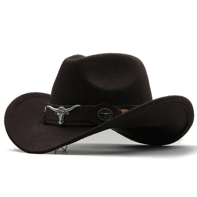 Echoarchiv - Western-Stil Filzhut mit Stier-Schnallenband