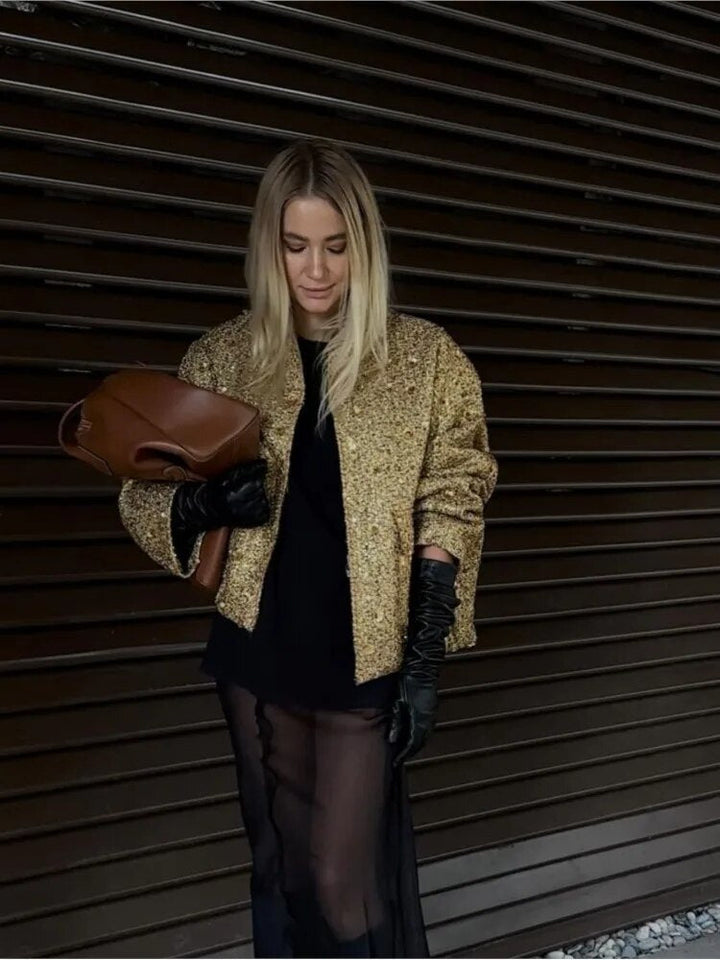 Echoarchiv | Damen Bomberjacke Gold für Den Herbst