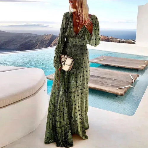 Elegantes langes Kleid mit Polka Dot Print – Élara