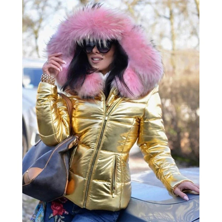 Echoarchiv | Damen Winterjacke mit Kapuze und Kunstfellfutter