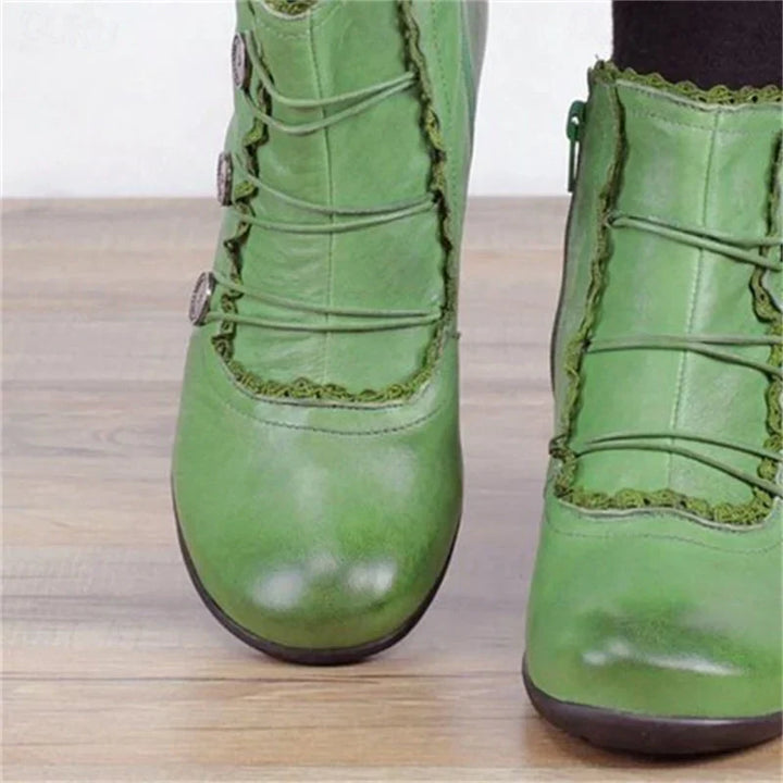 Damen Viktorianische Schnür-Stiefeletten mit Spitzenbesatz – Seravelle