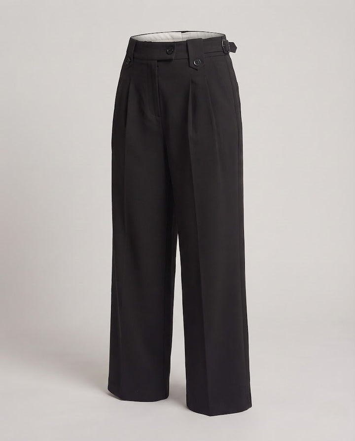 Damen Hochtaillierte weite Bundfaltenhose mit verkürzter Länge Echo Archiv