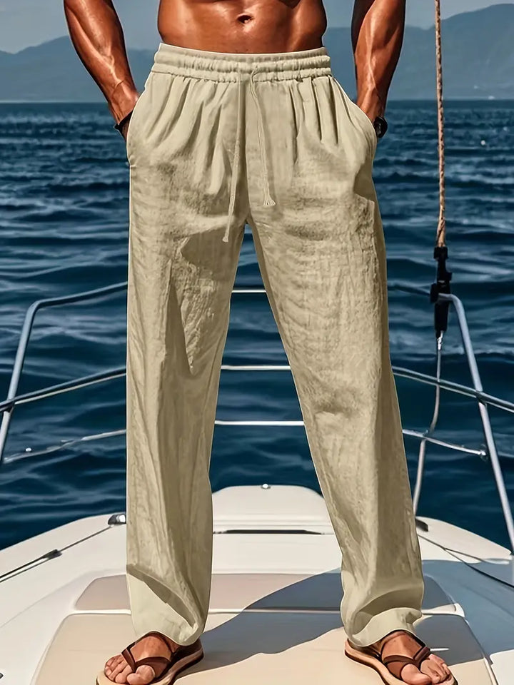 Echoarchiv | Geschnittene Herren Leinenhose Luftige Sommerhose mit Klassischem Stil