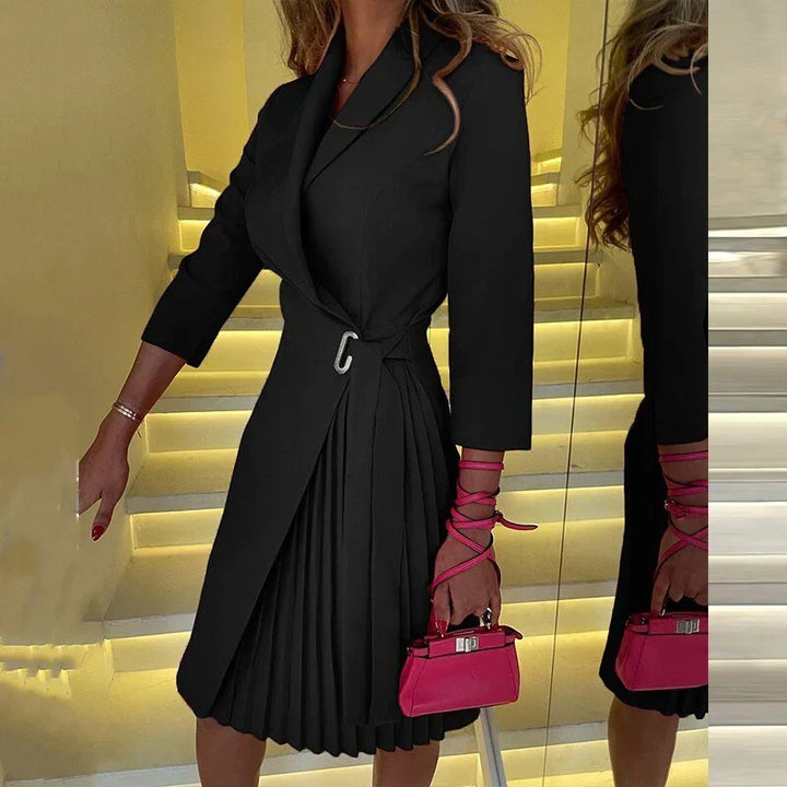 Eleganter gekerbter Kragen Blazer Kleid
