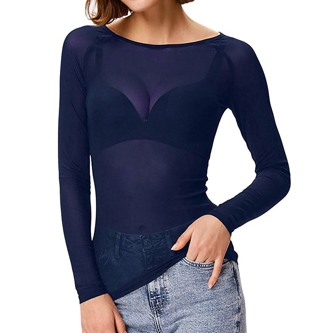 Echoarchiv | Transparentes Mesh Top mit Langen Ärmeln für Damen