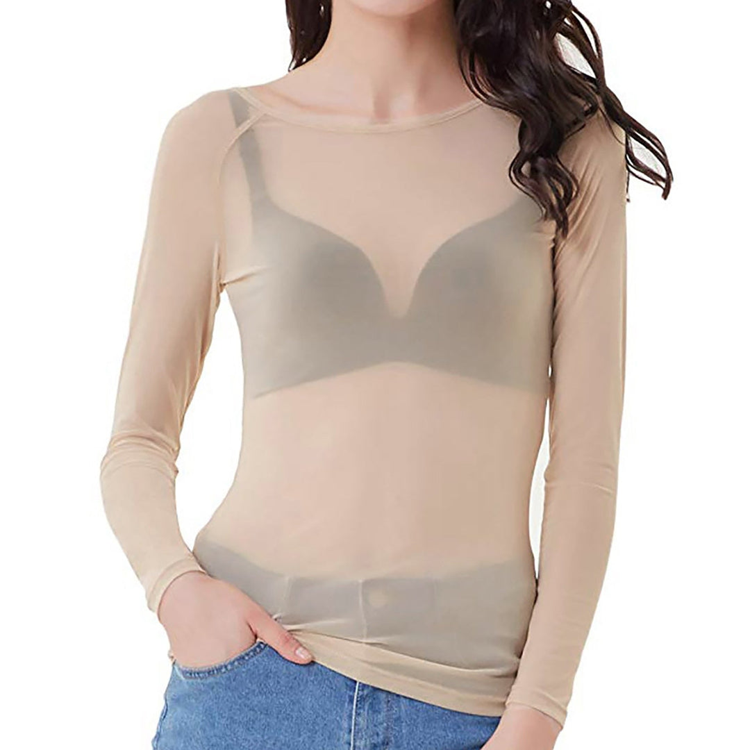 Echoarchiv | Transparentes Mesh Top mit Langen Ärmeln für Damen