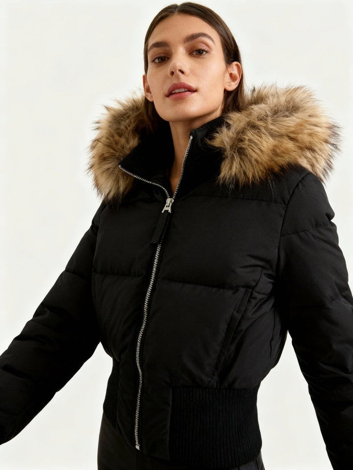 Damen Gesteppt Winterjacke mit Warm & Abnehmbarer Kapuze | Echoarchiv