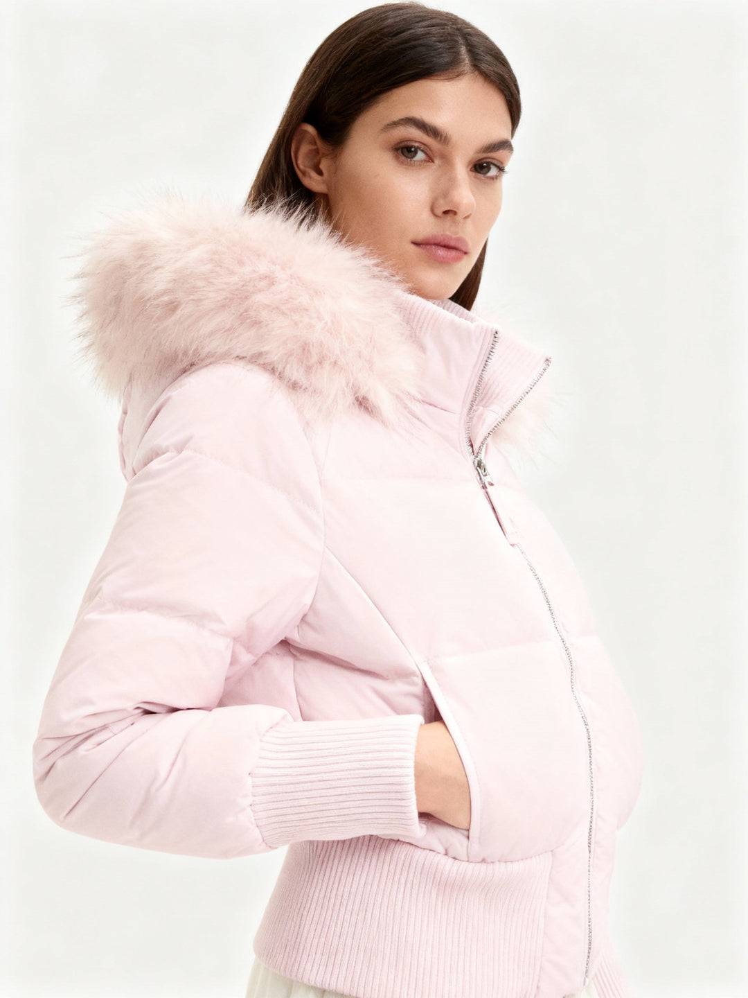 Damen Gesteppt Winterjacke mit Warm & Abnehmbarer Kapuze | Echoarchiv