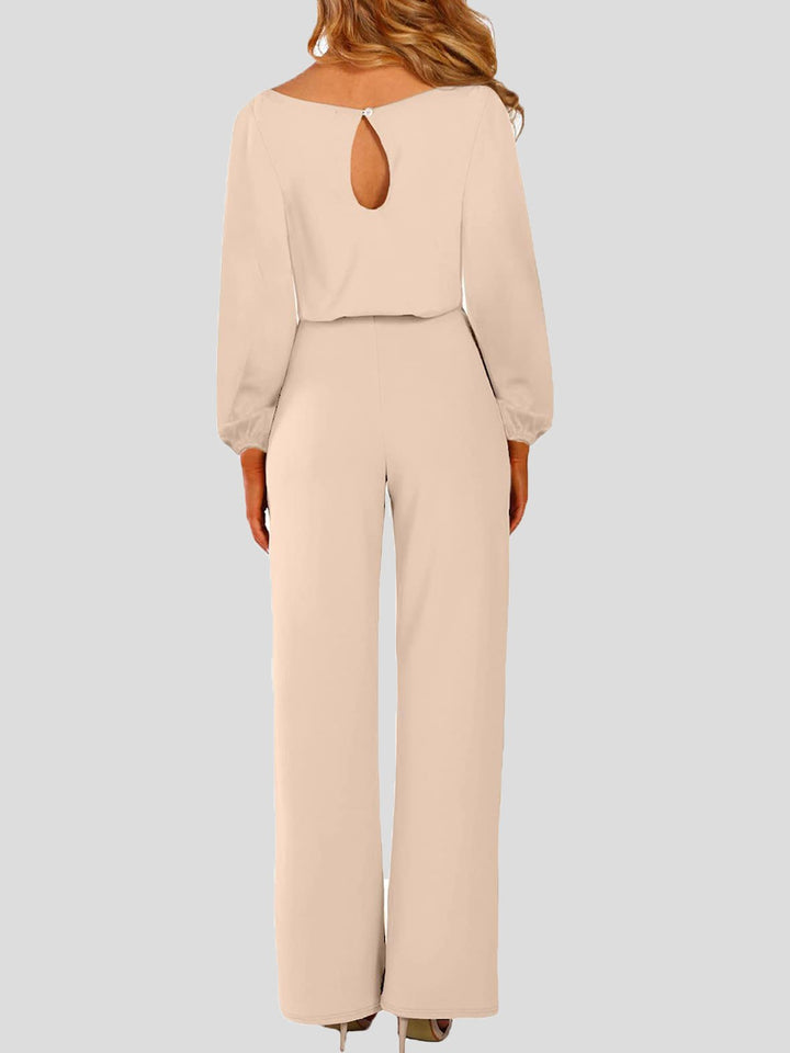 Echoarchiv | Damen Jumpsuits Einfarbig Langarm Gürtel Lässiger Jumpsuit