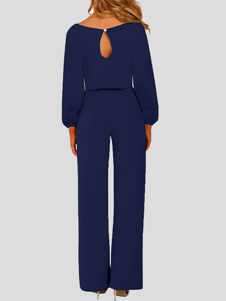 Echoarchiv | Damen Jumpsuits Einfarbig Langarm Gürtel Lässiger Jumpsuit