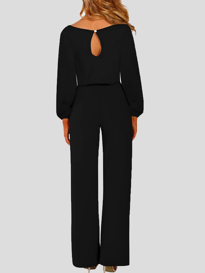 Echoarchiv | Damen Jumpsuits Einfarbig Langarm Gürtel Lässiger Jumpsuit
