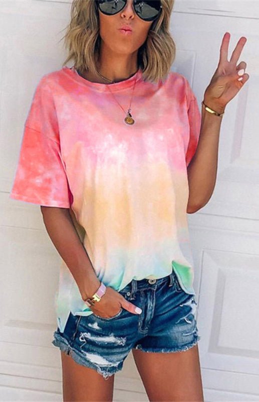 Echoarchiv | Damen Tie Dye Gradient Print Lose T-Shirt für Frauen